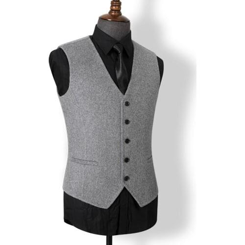 Winter Autumn mens Business Suit thick warm wool waistcoat Slim Fit Double woolen coat Formal Fashion vest