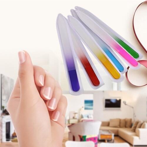 5pcs/set Monochrome crystal glass nail file Fashion nail polish strip Polishing tool manicure set