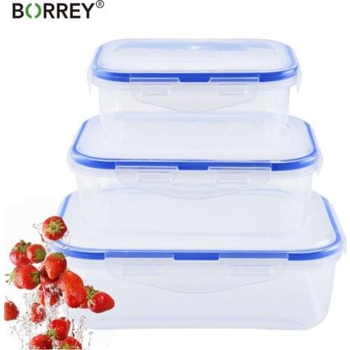 BORREY Plastic Food Storage Containers Kitchen Microwave Bento Box Heat Resistant Outdoor Picnic Airtight Lunch Fresh Containers