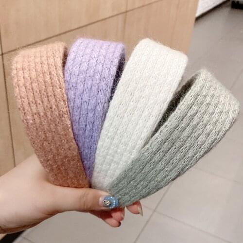 2021 New Retro Wool Headband Gentle Mohair Knitting Headband Wide Edge Temperament Female Hair Accessories Headwear Wholesale
