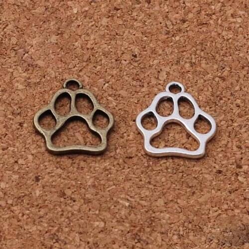 20pcs/lot Simple Antique Silver Color Hollow Dog Print Pendants 16x19mm Cute Women Dangle Earring Charms DIY Jewelry Making