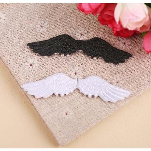 Embroidery cloth stickers computer badge boutique DIY black and white angel wings clothes decoration patch stickers