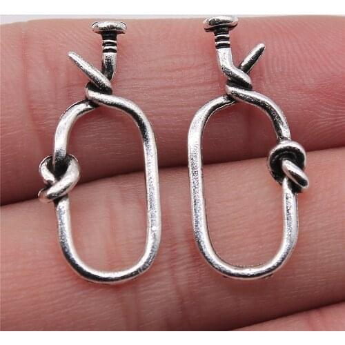 WYSIWYG 10pcs Knotted Nails Pendant Charms Diy Jewelry Making Jewelry Finding Antique Silver Color 13x28mm