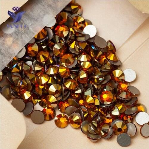 YANRUO 2058NoHF All Sizes Topaz AB Strass Crystal Flatback Non Hotfix 3D Nail Art Decoration Rhinestones For Crafts