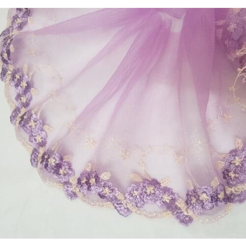 1Yards Latest Lace Fabric 17cm Purple Lace Fabric Ribbon DIY Sewing Embroidery Trim Wedding Pink Lace Bridal Dress encajes QA3