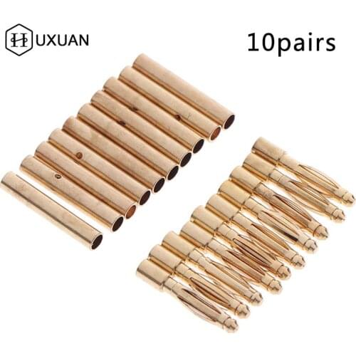 10Pairs 2mm Banana Plugs Adapter Gold Plated Bullet Connector Plug Sets RC Part for Battery Terminals Connector Kit