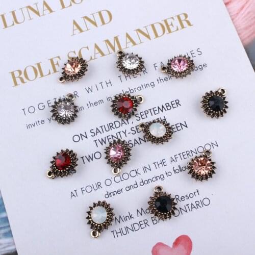 50pcs/lot Anti-Gold Color 3D Imitation Crystal Flower Charms for DIY Necklace&Earring Fashion Jewelry Accessories for DIY Craft