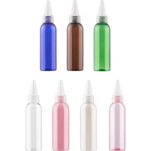 60ml X 48 Transparent Blue Green Brown Empty Round Pointed Mouth E Liquid Plastic Container 60cc Empty Cosmetic Lotion Bottles