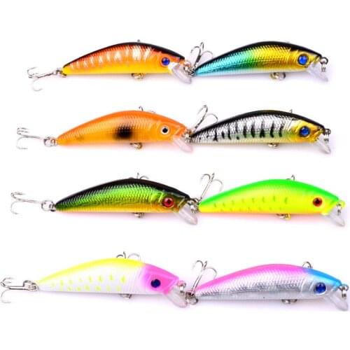 8PCS Fishing Bass Fish freshwater Minnow Crankbaits lure hook baits 5.8cm/8g