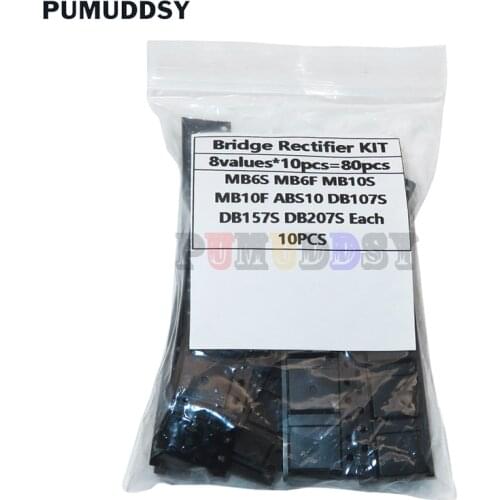8value*10pcs=80pcs Bridge Rectifier Assorted Kit Contains pumuddsy MB6S MB6F MB10S MB10F ABS10 DB107S DB157S DB207S