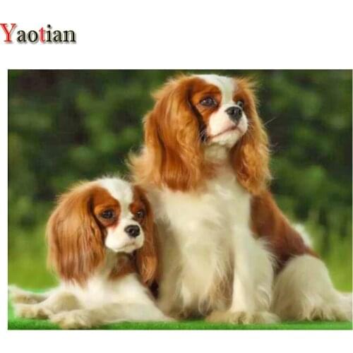 5D Diamond Painting Diamond Mosaic Cavalier King Charles Spaniel Needlework Full Square Drill Pet Dog Cross Stitch Kit Decor