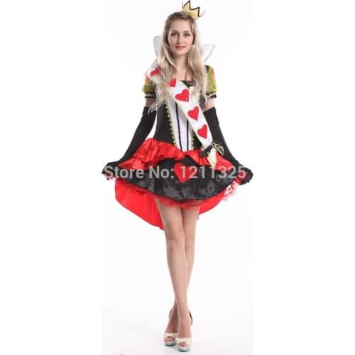 Free shipping instyles real photo ZY409 New Design Deluxe Royal Red Queen Costume halloween costume cosplay costume size s-2xl