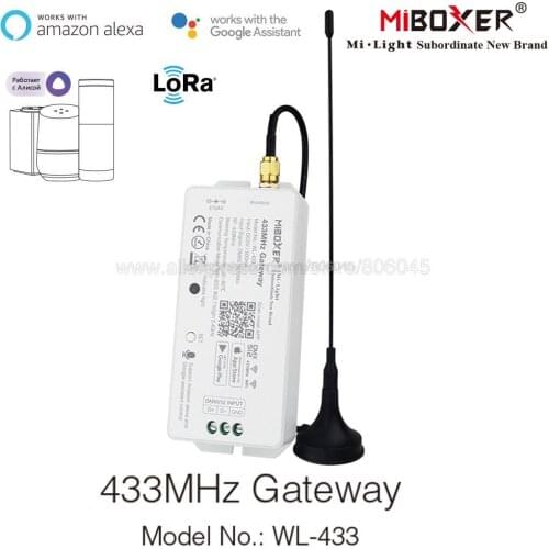 Miboxer WL-433 433MHz Gateway 2.4GHz WiFi Compatible APP Control DMX512 Control Amazon Alexa & Google Assistant Voice Control