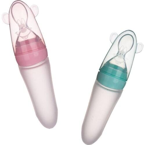 Infant Baby Squeezing Feeding Bottle 90 ml Food Supplement Bottle Vegetable Fruit Feeding Spoon Rice Cereal Bottle Baby Dishes