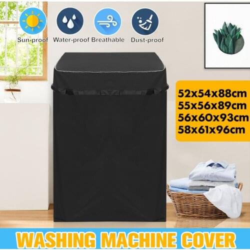 Washer/Dryer Cover Black Dustproof Waterproof 201 Oxford Cloth Portable Top-Loading Washing Machine Cover Washer Protection