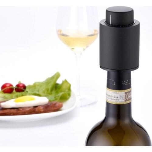 Black ABS Vacuum Wine Bottle Stopper Sealed Storage Vacuum Memory Wine Stopper Push Style Bar Tools Barware Wine Cork
