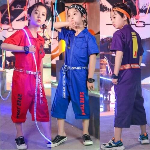 Children Jazz Dancing Costumes Girls Boys Ballroom Hip Hop Dance Clothes Performance Show Overalls Kids Stage Dance Frock Outfit