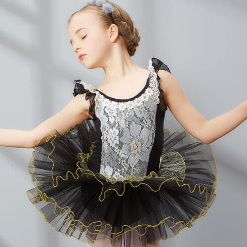 2018 New Girl Kids Ballet Dance Dress Performance 3Colors Ruched Embroidery Skirt Disfraces Infantiles Princess Leotard