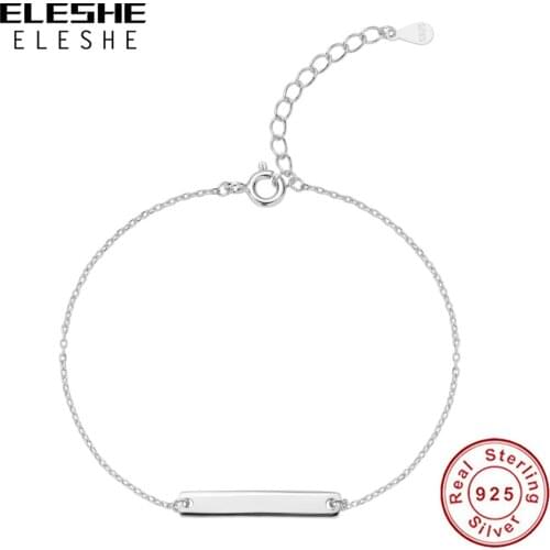 ELESHE Wholesale 925 Sterling Silver Personalized Bracelets Engravable Name Silver Bracelet For Female Party Fine Jewelry Gift