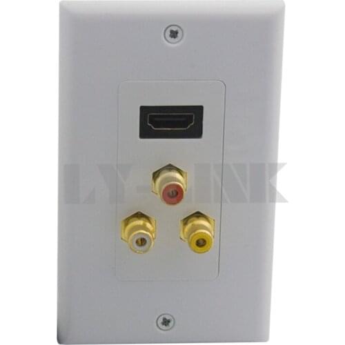 HDMI and 3RCA AV face wall plate with female to female connector
