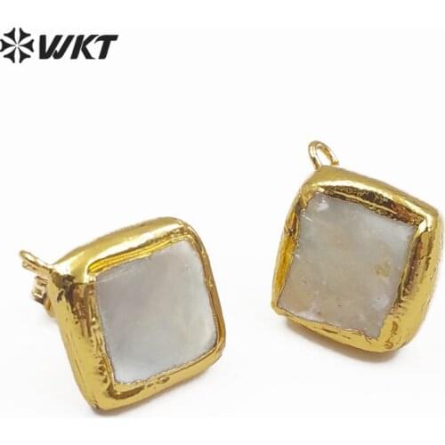 JF302 Pure natural 10mm freshwater pearl finding, with gold trim, is the first choice for women to make exquisite earrings