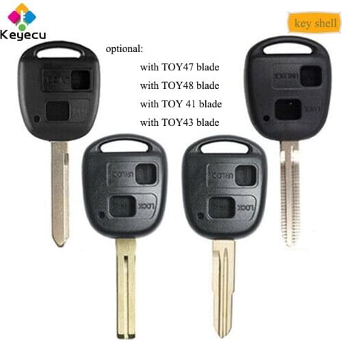 KEYECU Remote Car Key Shell Case With 2 Button TOY41/ TOY43/ TOY47/ TOY48 Blade - FOB for Toyota Camry Rav4 Corolla Prado Yaris