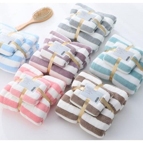 Striped Towel Set Thickening Soft Absorbent Family Bathroom Hotel Adult Child Face Hand Towel Toalhas De Banho Serviette De Bain