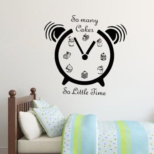 Creative Time Clock Wall Sticker So Many Cakes So Little Time Home Decor Food Wall Decals Murals For Kitchen