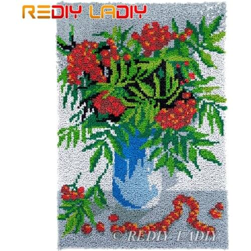 Latch Hook Kits Still Life Flowers Chunky Yarn Embroidery Crochet Tapestry Kits Needlework Arts & Crafts DIY Carpet Rug 58*87cm