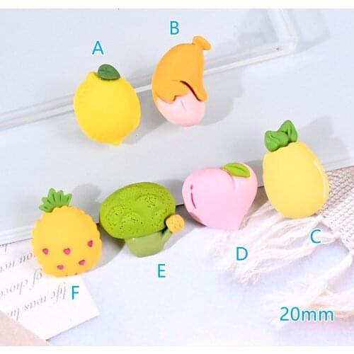 Cute Fruits Flat Back Resin Cabochons Kawaii Food Pineapple Peach Lemon 20pcs DIY Flatback Cabochon Embellishment Accessories