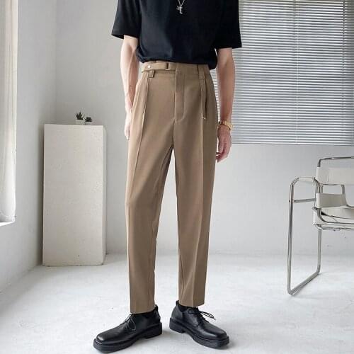 Fashion Business Dress Pants for Men Korean Solid Color Office Social Suit Pant Casual Streetwear Carrot Trousers Male Clothing