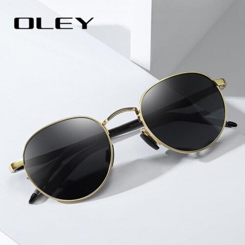 OLEY Classic Round Polarized Mens Sunglasses Fashion Luxury Aluminum Magnesium Womens Glasses Drive Anti-glare goggles