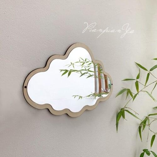 Nordic Wood Cloud Acrylic Decorative Mirrors Glass Door Living Room Wall Mirror Desktop Bedroom Stickers Hanging Mirror WF