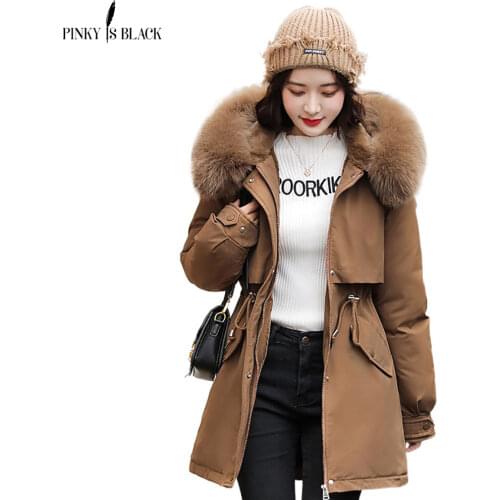 PinkyIsBlack 2021 New Cotton Thicken Warm Autumn Winter Jacket Coat Women Casual Long Parka Winter Clothes Fur Liner Hooded Coat