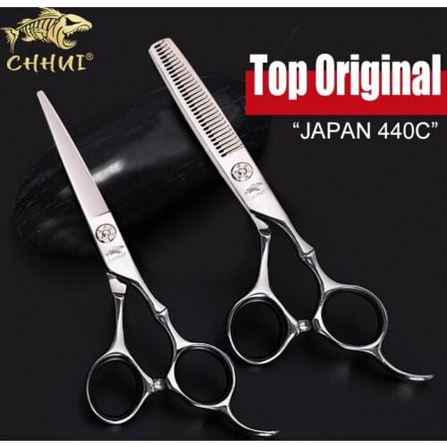 Free Shipping 440c japanese steel 6.0 Inch Hairdressing Scissors Professional Cutting Thinning Set Barber Scissors Salon Shears