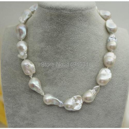Very High Luster 15-18mm Kasumi Like Pearls Light,Big Pearl Necklace, Huge Nucleated Pearl Necklace White Keshi Pearl Necklace