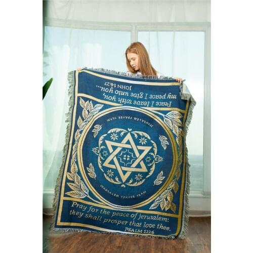 Israel Blue Star of David Blanket Home Decorative Carpet Tapestry Sofa Knit Towel Throw Blanket