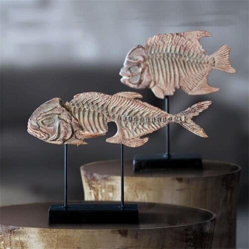 Handicraft resin Fish fossils offbeat decoration for study room Jurassic Fish skeleton model private museum furnishing decor