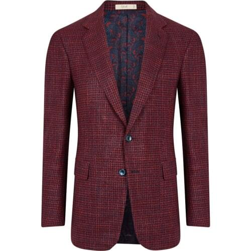 Striped Wine Red Wool Mens Blazer Gentleman Style Custom Stright Formal Suits Singal Breasted Smart Casual Party Evening Wear