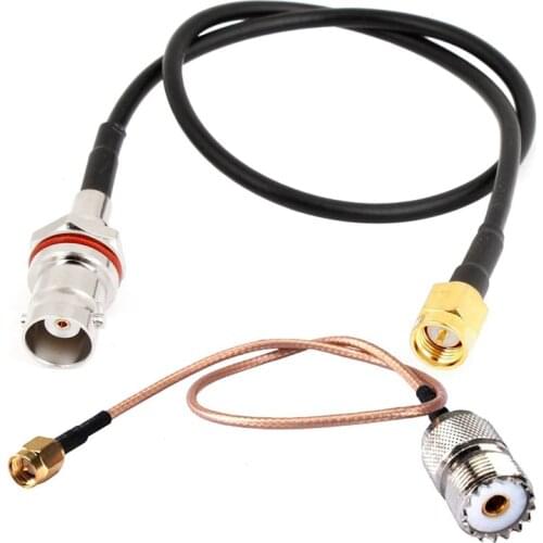 Handheld Antenna Cable SMA Male To UHF SO-239 Female Connectors & SMA Male Plug To BNC Female Jack Network Antenna Pigtail Cable