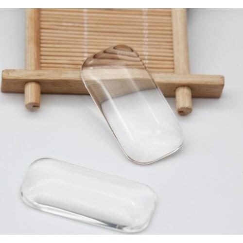 100pcs/lot 25x50mm Rectangle Fillet Back Clear Glass Cabochon High Quality For DIY Jewelry Accessories Making
