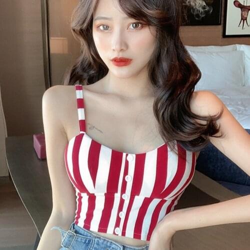 Sexy Tank Top Black Halter Crop Tops Women Summer Stripe Camis Backless Camisole Casual Tube Top Female Sleeveless Cropped Vest