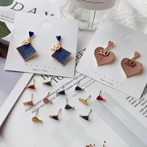 Alloy drop glaze love diy hand-crafted earring earrings semi-finished material package homemade accessories