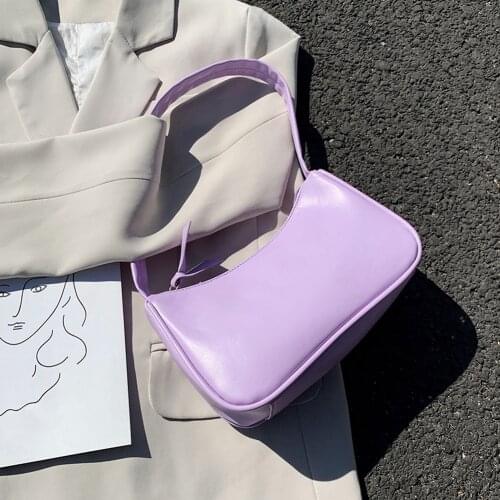 Ladies Soft PU Leather Underarm Bag Solid Color Fashion Women Vintage Totes Handbags Popular Simple Female Daily Shoulder Bags