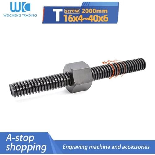 1/2PC 2m T-shaped screw diameter 16 18 20 22 24 25 28 30 32 36 40+steel flange nut 2000mm lead 4/5/6/8mm CNC router parts