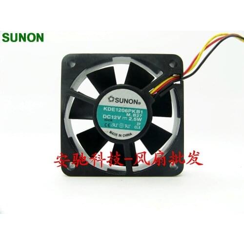 For Sunon KDE1206PKB1 DC 12V 2.5W 6015 6cm 60mm three -wire axial cooling fans