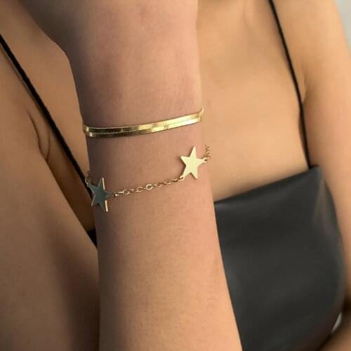 Trendy Metal Star Chain Bracelet 2021 New Design Golden Plating Hot Selling Snake Chain Bracelet for Women Wedding Party Gift
