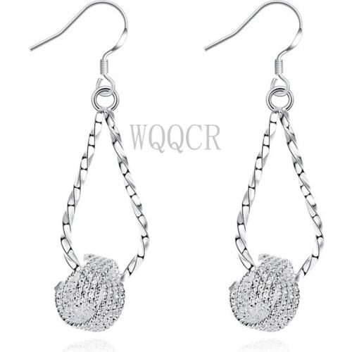 Womens Classic 925 Silver Color Drop Earrings Hollow Mesh Woven Multilayer Twisted Wave Earrings Oorbellen Brincos Pendientes