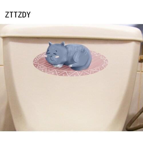 ZTTZDY 21.7*10.3CM Sleeping Cat WC Toilet Sticker Wall Decal Children Bedroom Decoration T3-0058