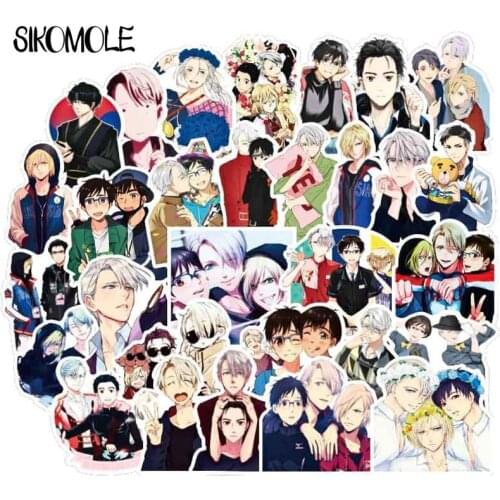 50pcs YURI!!! On ICE Anime Sticker Cartoon PVC For Graffiti Stickers Case Laptop Car Suitcase Luggage Guitar Children Toys F4